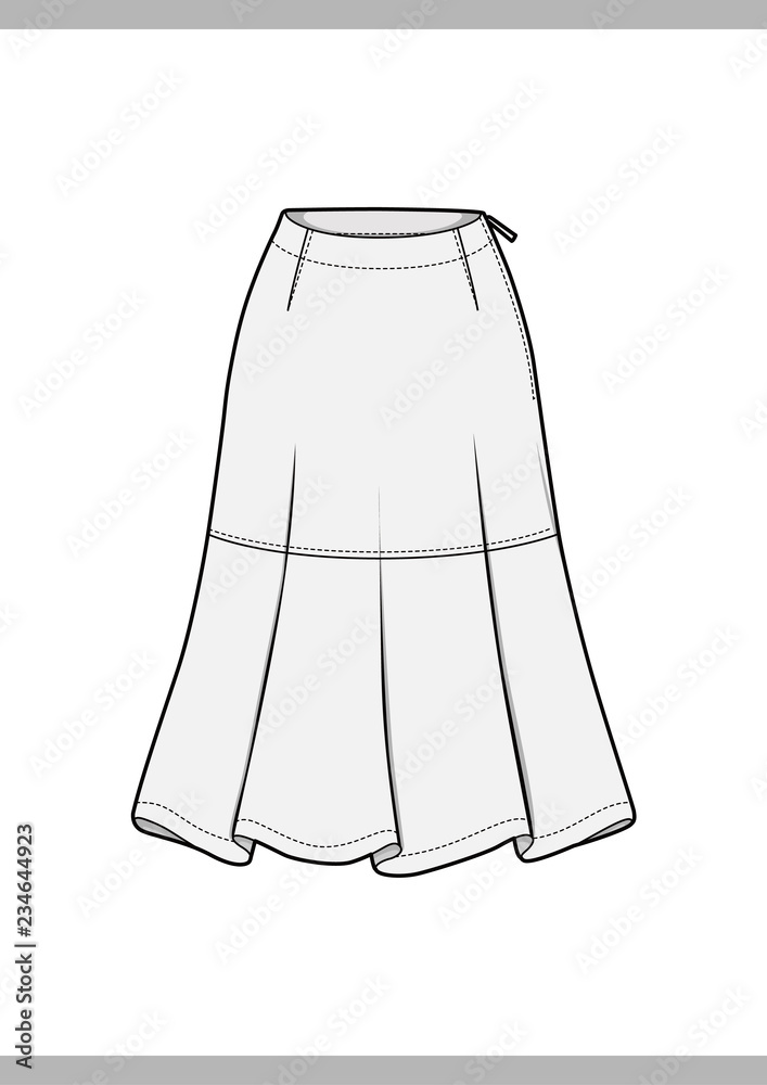 SKIRT Fashion technical drawings vector template SKIRT Fashion technical drawings vector template
