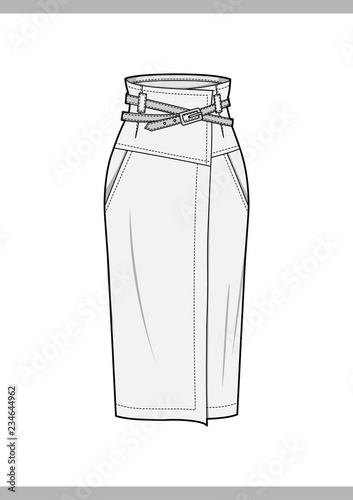 SKIRT Fashion technical drawings vector template