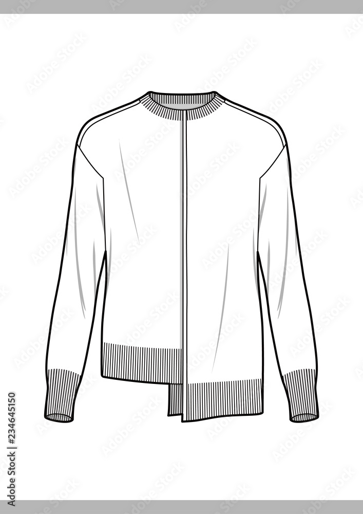 SWEATER TOP Fashion technical drawings flat Sketches vector template
