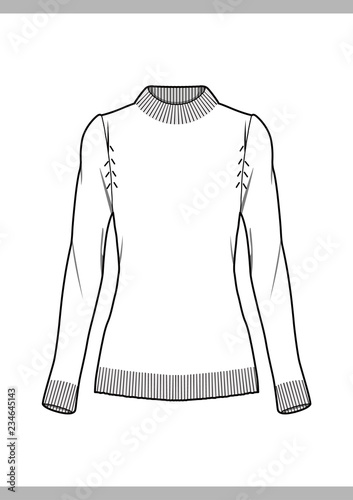 SWEATER TOP Fashion technical drawings flat Sketches vector template