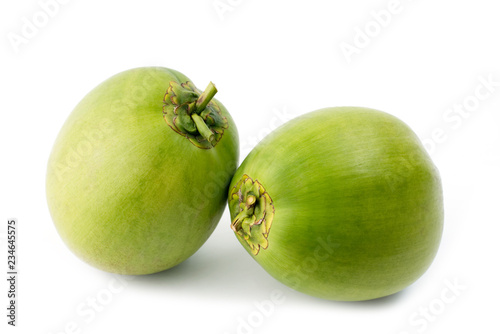 Green coconut isolated on white background, Studio shot