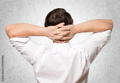 Businessman showing his empty pockets, isolated