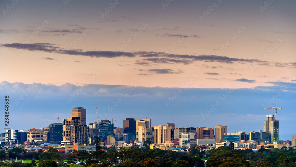 Adelaide night city skyline