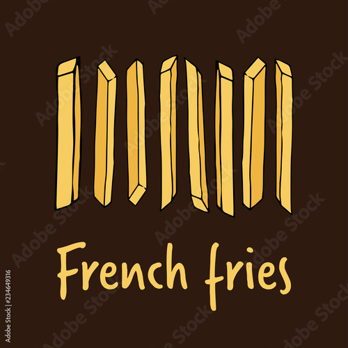 Fried potatoes.  hand drawn vector illustration.  french fries.