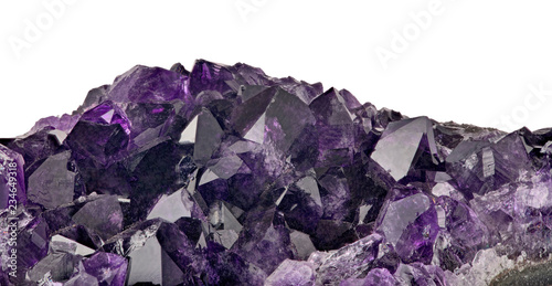 deep color amethyst gemstone isolated on white