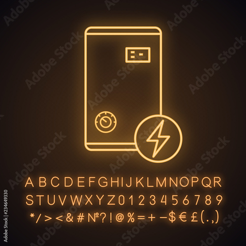 Electric heating boiler neon light icon