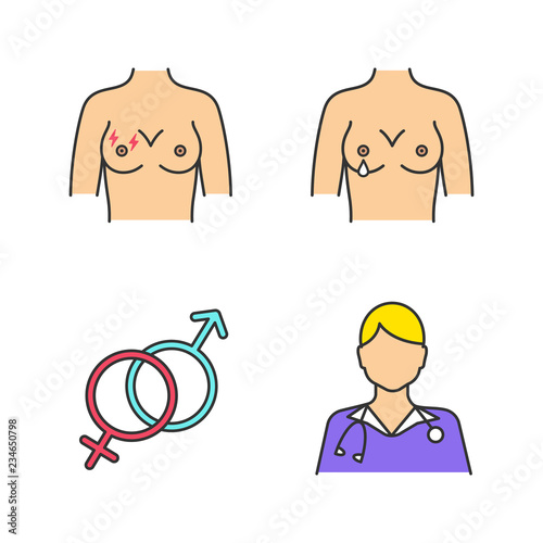Gynecology color icons set