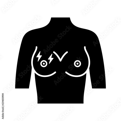 Breast pain glyph icon