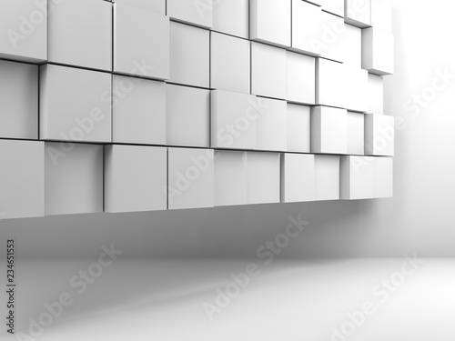 Fototapeta Naklejka Na Ścianę i Meble -  Random extruded cubes panel. 3d