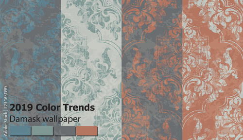 Vintage Baroque Victorian pattern set Vector. Floral ornament decoration. Lea...