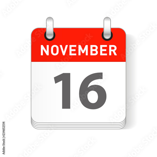 November 16 Calendar Date Design