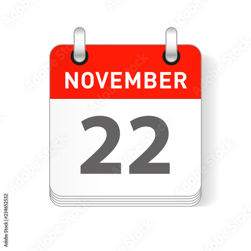 November 22 Calendar Date Design