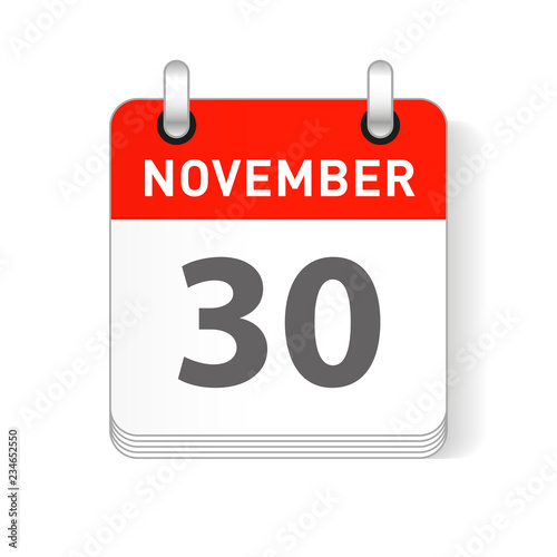 November 30 Calendar Date Design