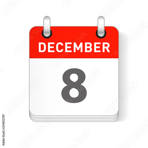 December 8 Calendar Date Design