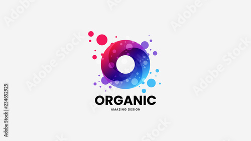 Modern creative abstract ring organic vector logo sign for corporate identity isolated on white. Premium quality logotype emblem illustration. Fashion colorful natural and healthy badge design layout. photo