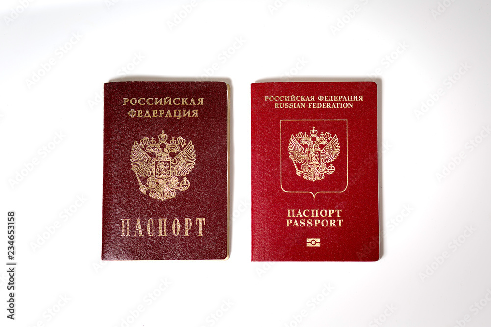 passport and passport of the Russian Federation on a white background passport and passport of the Russian Federation on a white background