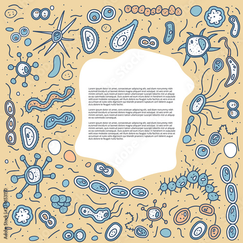 Bacteria cells set composition. Vector illustration. photo