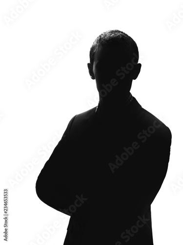 silhouette of a man in a suit isolated on white background