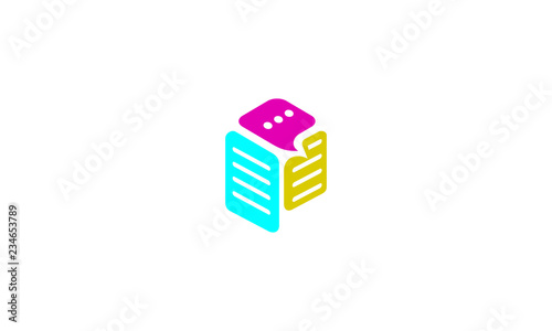 initial P paper logo icon vector
