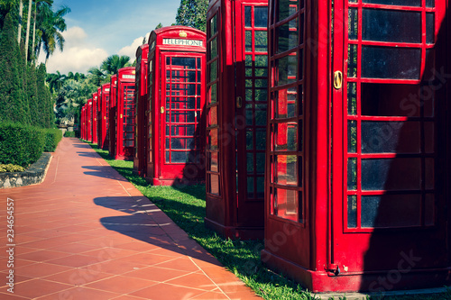 English phone booths in the national park of thailand (cross process)