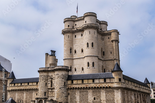 External view of Vincennes Castle (Chateau de Vincennes) - massive XIV - XVII century French royal fortress in the town of Vincennes, to the east of Paris. France.