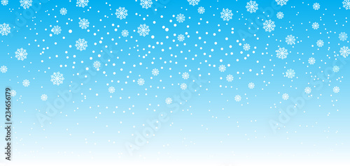Falling snow background. Vector illustration with snowflakes. Winter snowing sky. Eps 10.