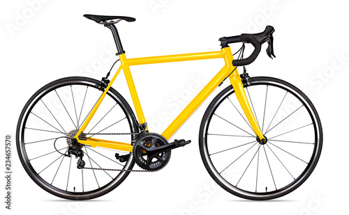 yellow black racing sport road bike bicycle racer isolated
