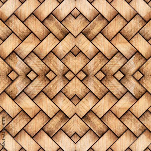 Weaved wood background, 3d illustration.