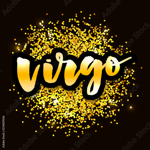 Virgo lettering Calligraphy Brush Text horoscope Zodiac sign illustration