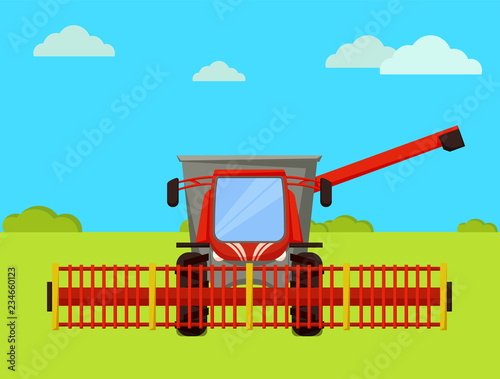 Combine Agricultural Machine Vector Illustration