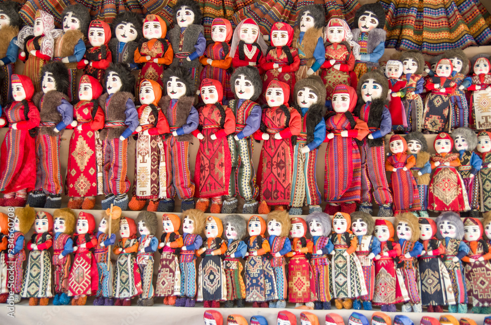 Colorful armenian dolls in national costumes