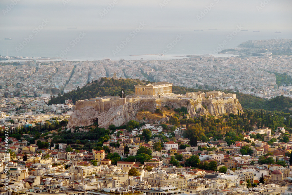 Athens / Greece - June 2010: The Acropolis of Athens as seen from Mount Lycabettus