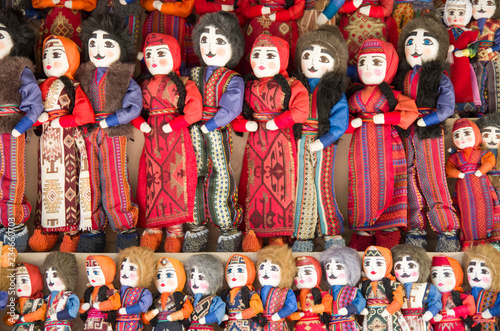 Colorful armenian dolls in national costumes