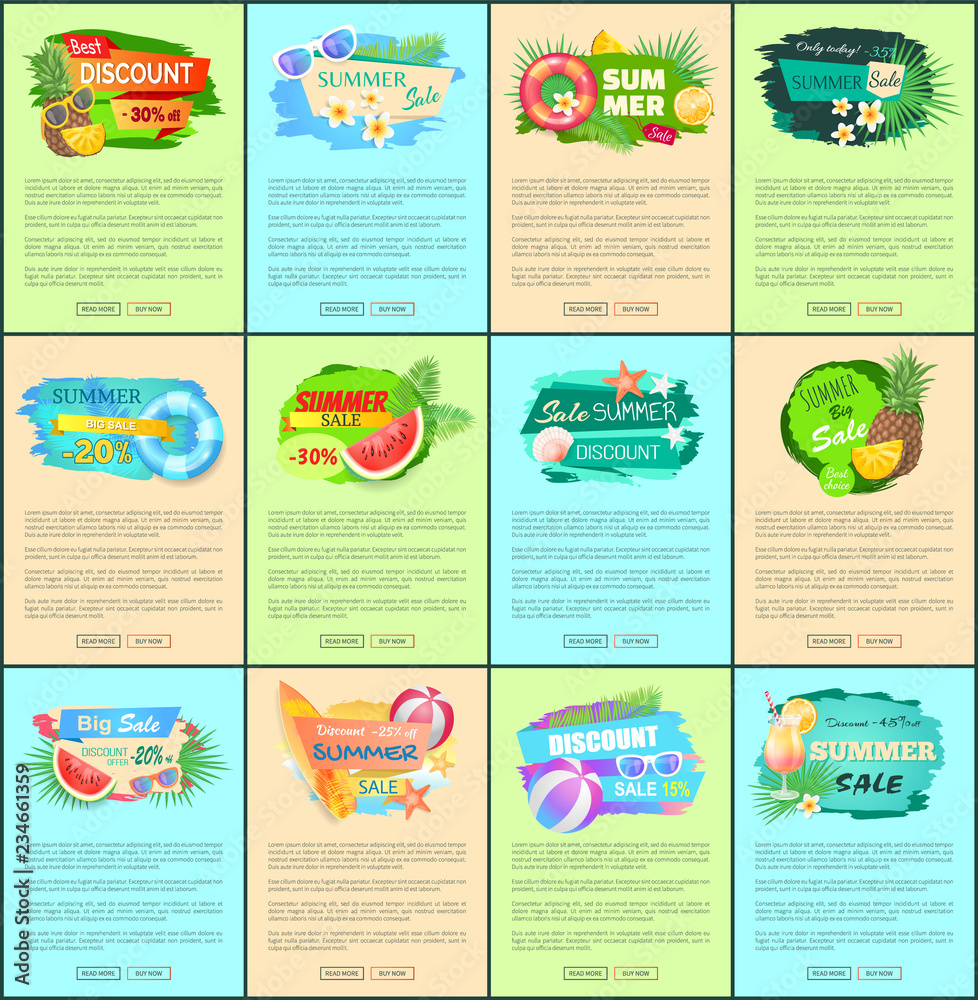 Obraz premium Advertisement Leaflets Set Discount Promo Posters
