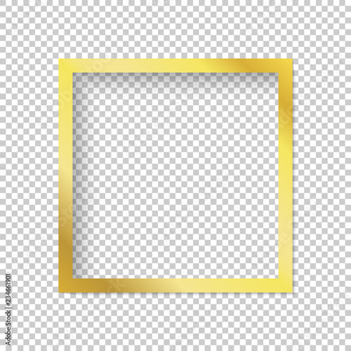 Modern gold vector empty frame isolated on transparent background. 