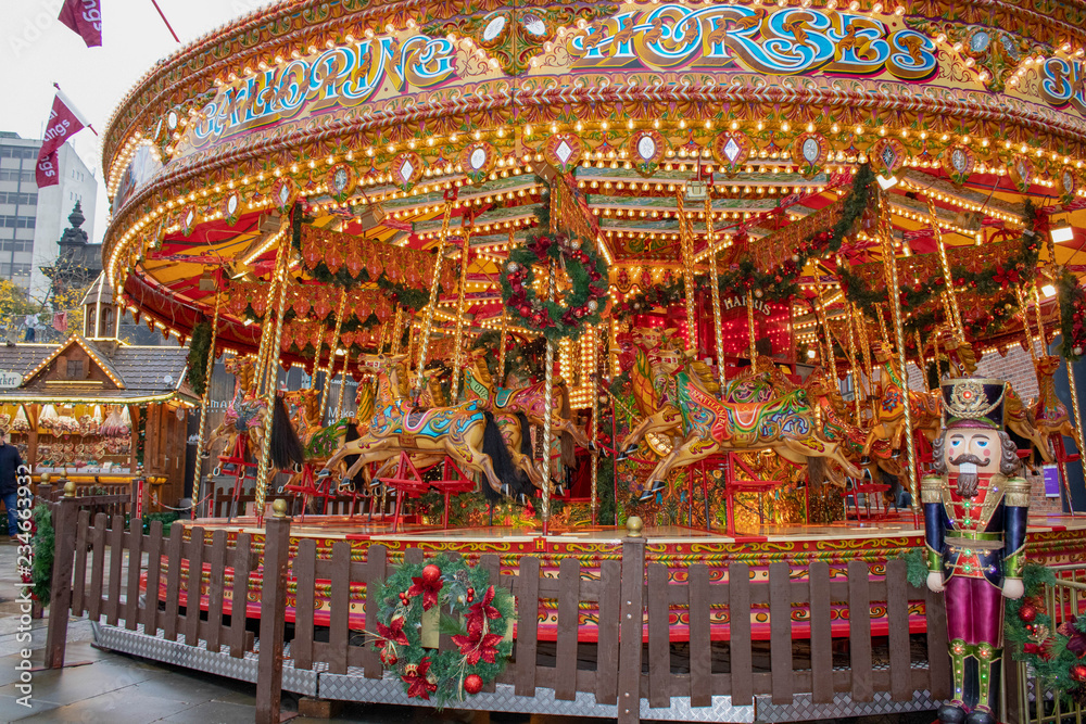 The world famous German Market at Millennium Square in the Leeds City Center, West Yorkshire