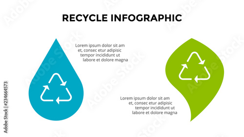 Vector infographic template. Water drop and leaf. Presentation slide template. Business concept with 2 options, parts, steps, processes.