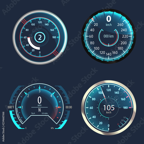 Car speedometer or analog odometer. Speed