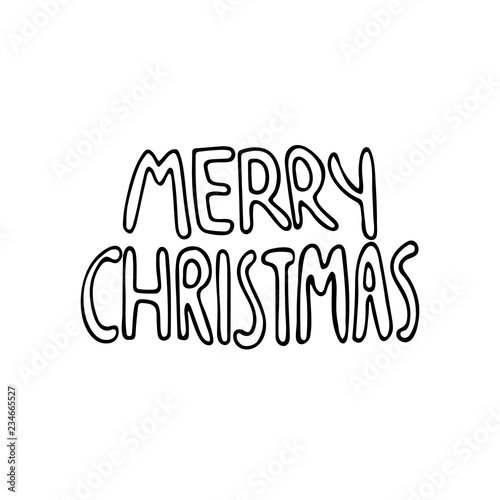black and white lettering of a phrase merry christmas isolated on white background