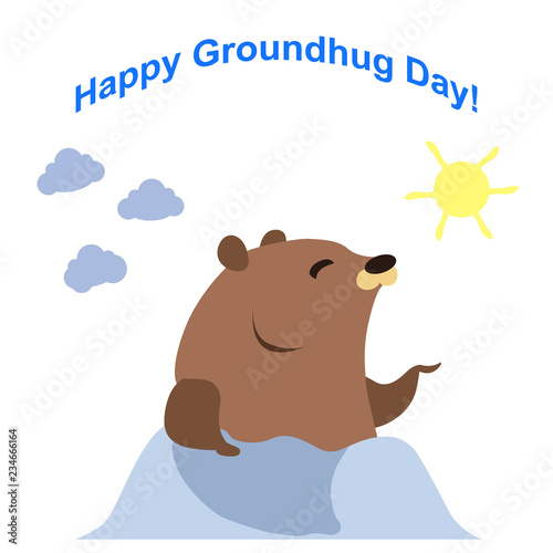 Marmot  with sun on white background