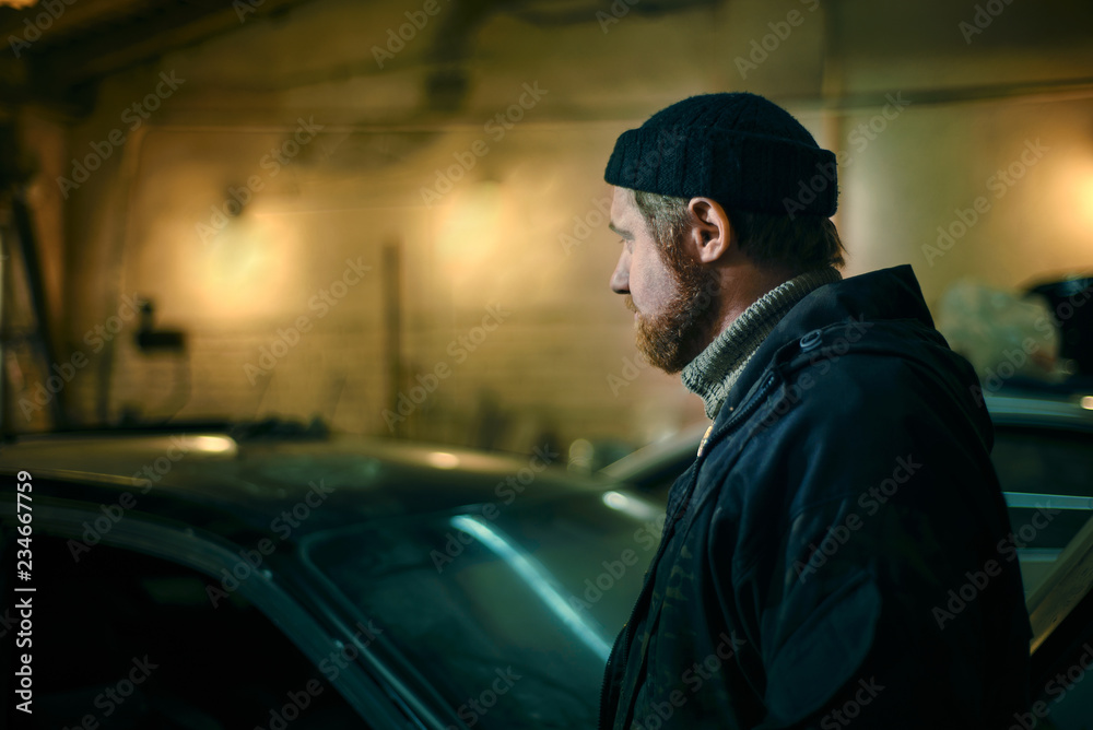 Serious caucasian man with a red beard Serious caucasian man with a red beard