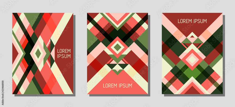 Cover page layout vector template geometric design with triangles and stripes pattern. Cover page layout vector template geometric design with triangles and stripes pattern.
