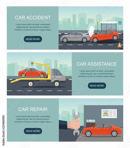 Automobile Services isolated on  city background.