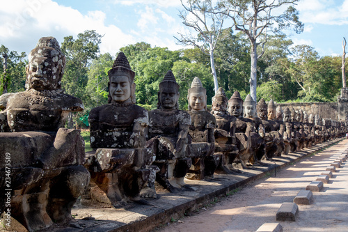 Gods of the South Gate of Angkor Thom, Cambodia photo