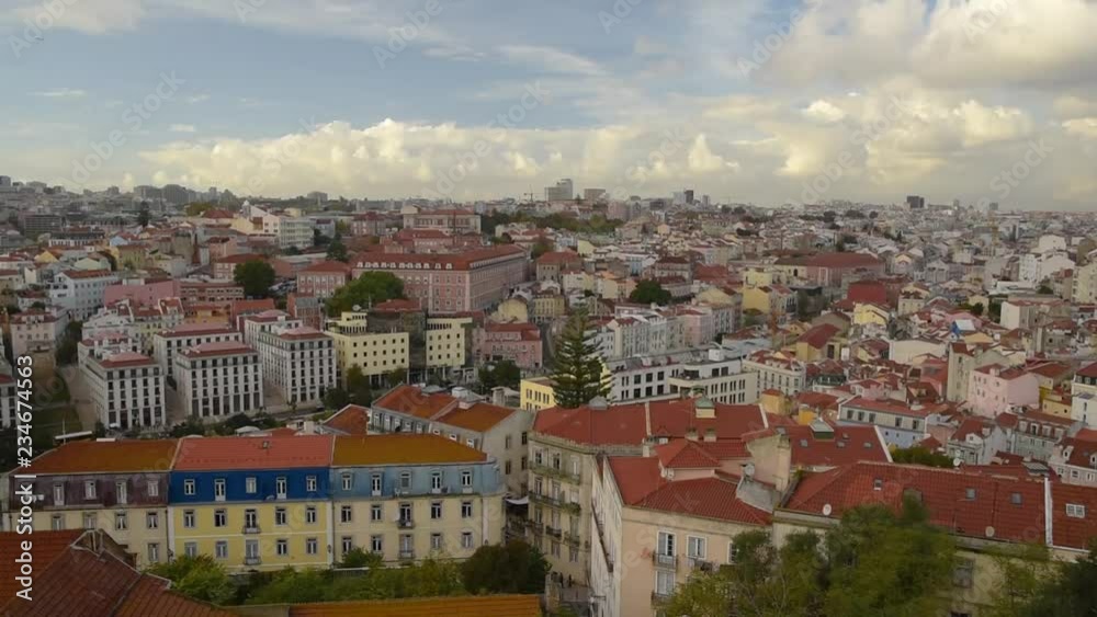 Lisbon Portugal. 19 November 2018. View of dowtown Lisbon from Sao Jorge Castle in Lisbon Lisbon Portugal. 19 November 2018. View of dowtown Lisbon from Sao Jorge Castle in Lisbon
