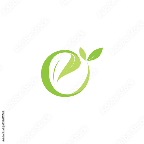 e letter with leaf logo letter design