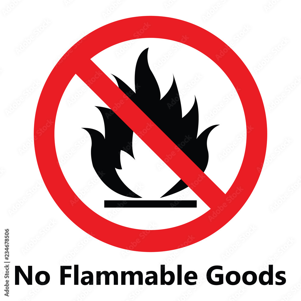 No fire sign. No open flame sign. No flammable goods vector icon