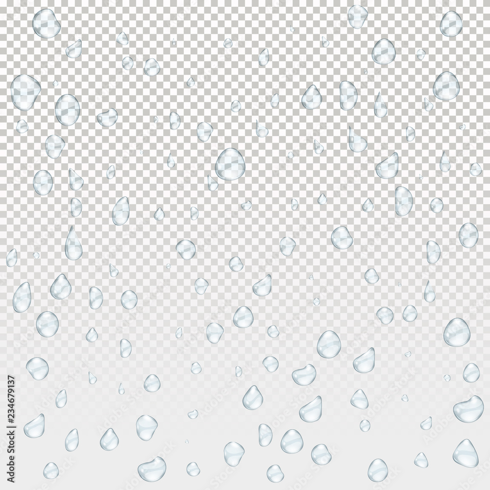 Water rain drops. Illustrations isolated on transparent background. Graphic concept for your design - obrazy, fototapety, plakaty 
