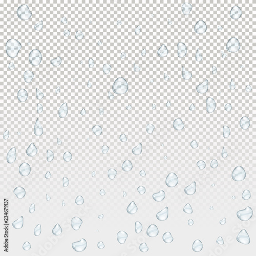 Water rain drops. Illustrations isolated on transparent background. Graphic concept for your design