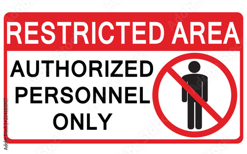 Vector Prohibited Sign Restricted Area For Authorized Personnel Only or No Enter Sign in Caution Zone